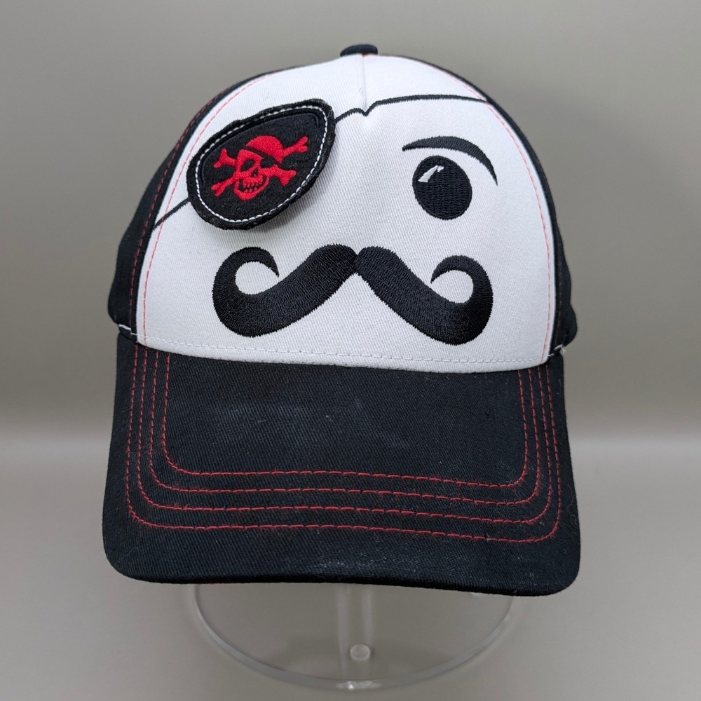Legoland Pirate Mustache Baseball Cap Black White Red Skull Eye Patch Adjustable